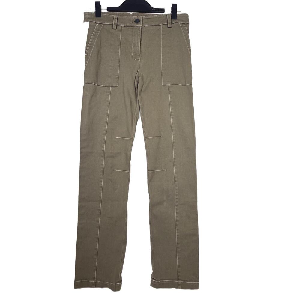 TWP Isa Dark Olive Side Stripe Cargo Pants Military Green Wide Leg Trousers Sz 6 - Picture 2 of 7